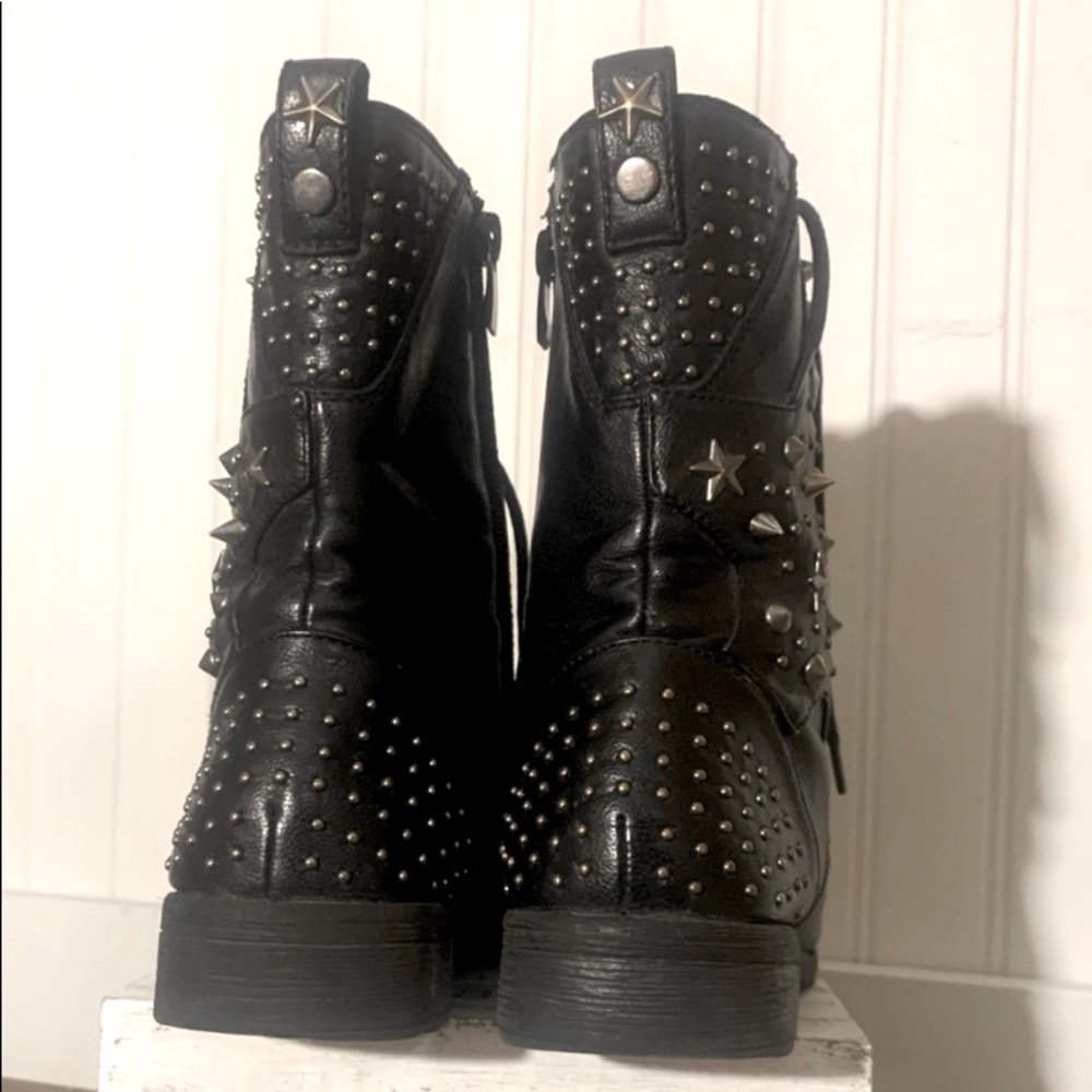 Women’s black Combat Boots with studs and spikes